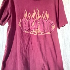 Time and Tru Burgundy AC/DC Tee